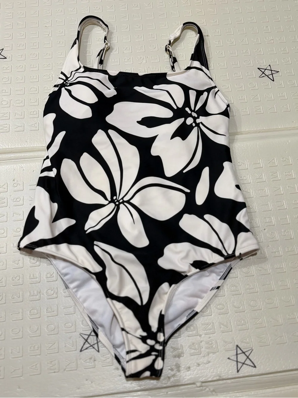 Black & White Floral One-Piece Swimsuit